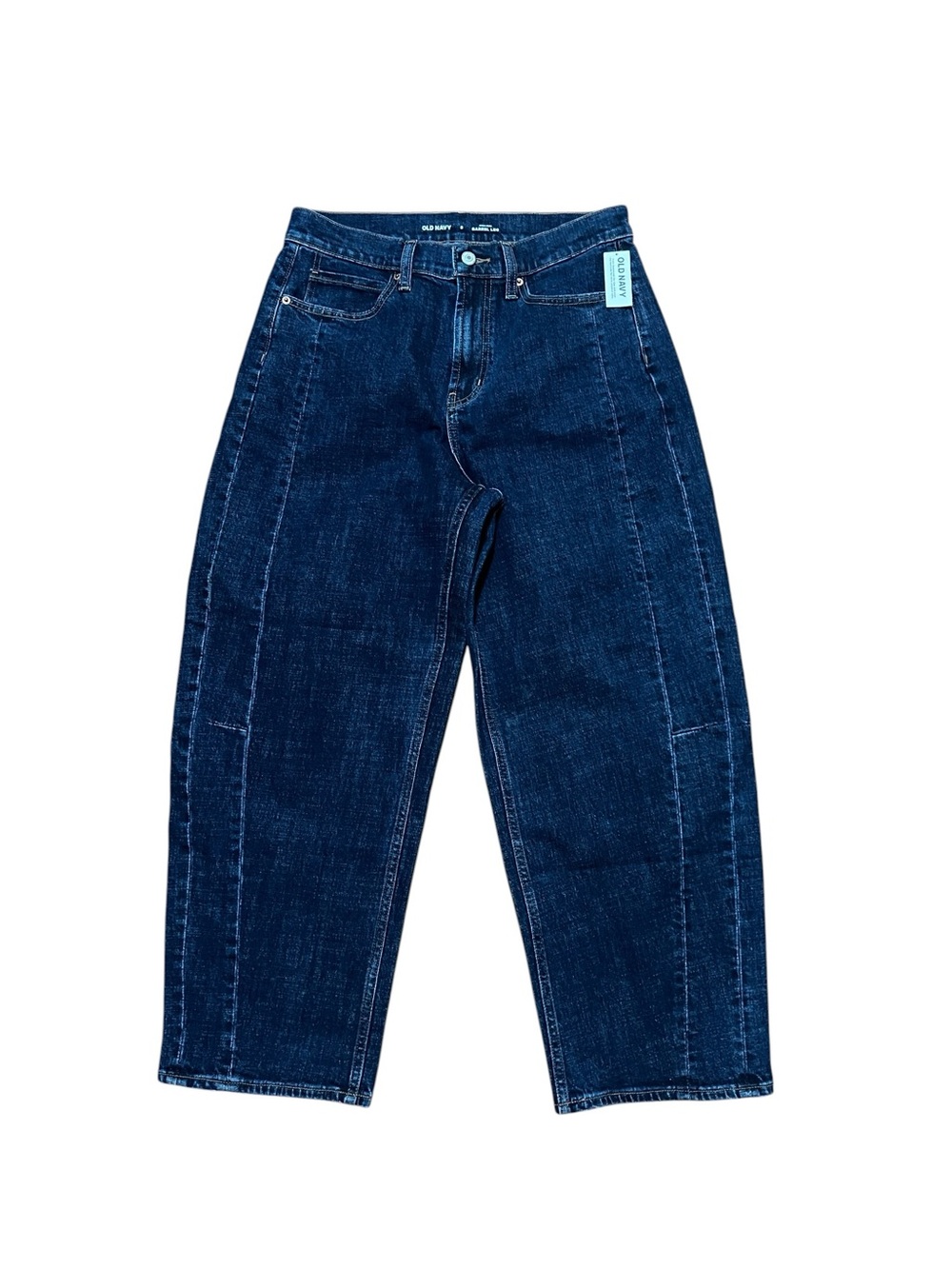 NWT! Old Navy High Rise Barrel Leg Jeans Dark Wash, 8